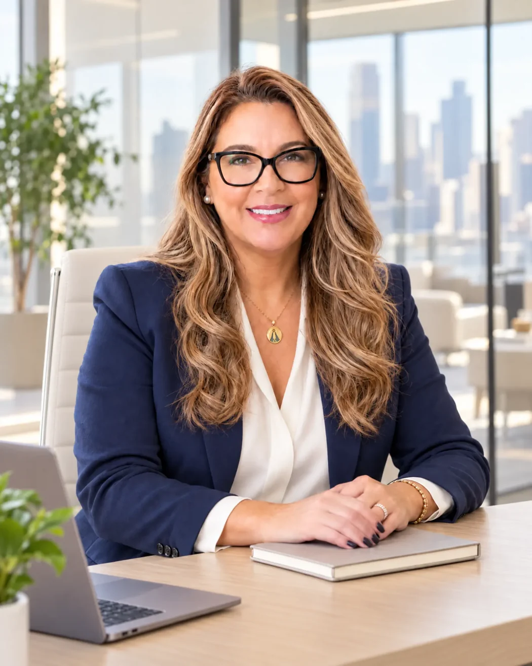 Luciane Lima, Dra. Lu, sentada à mesa com um caderno